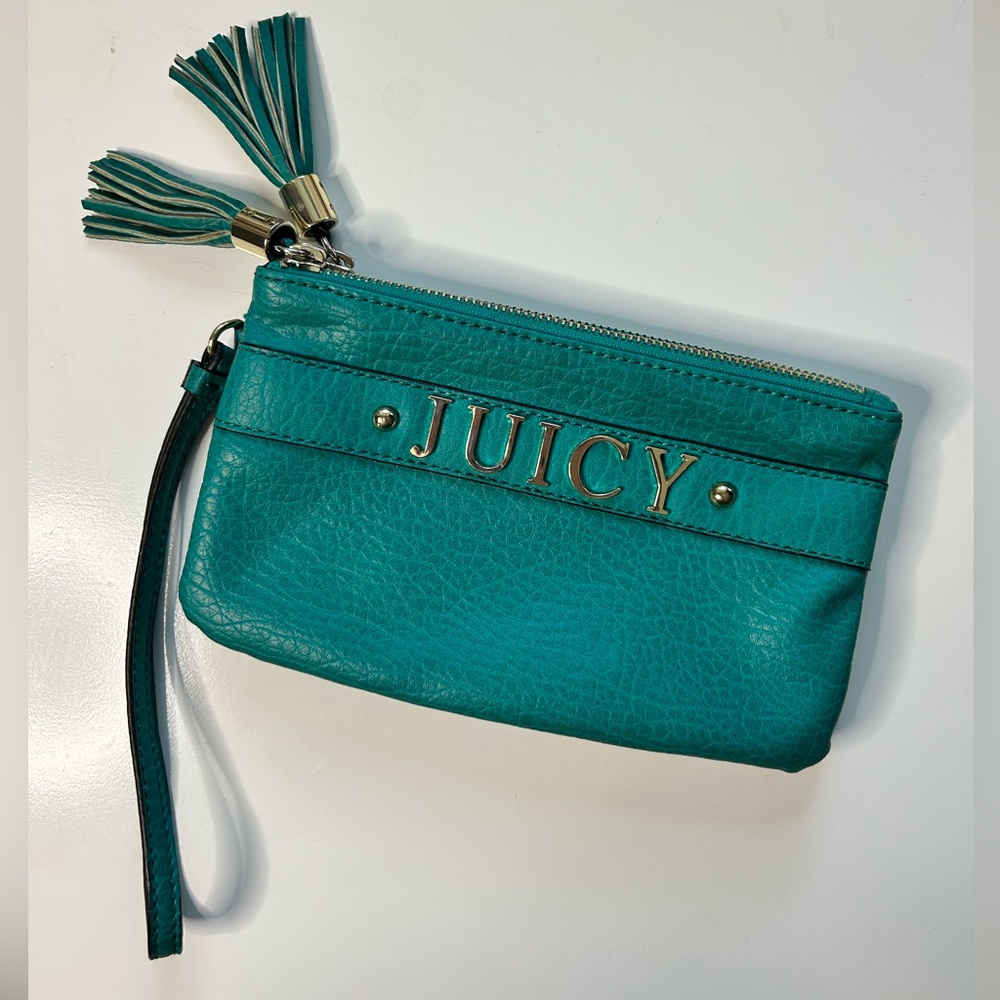 Juicy Couture Y2K Vintage Teal Double Zip Wristlet